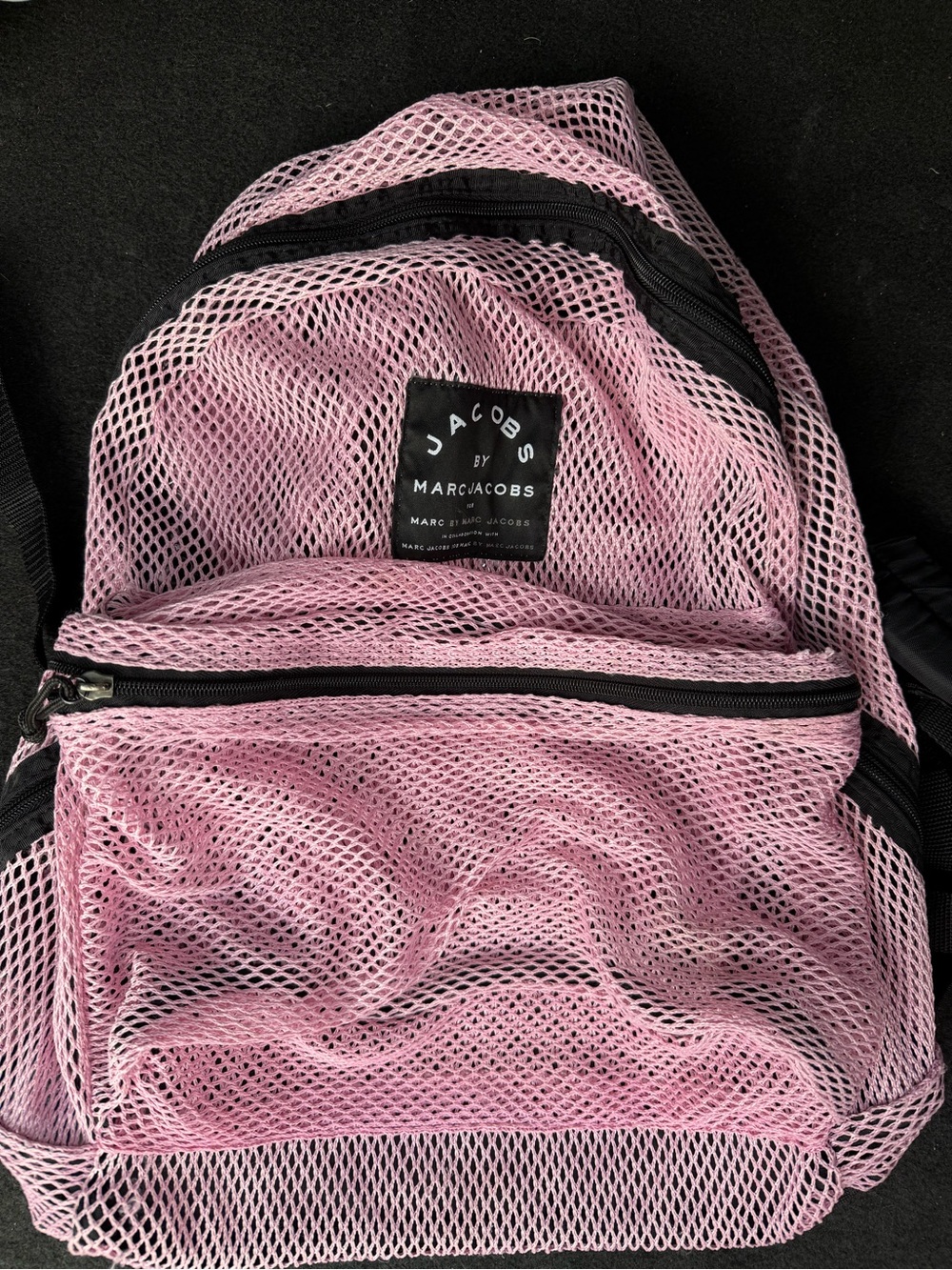 Marc Jacobs Pink Mesh Backpack with Black Accents